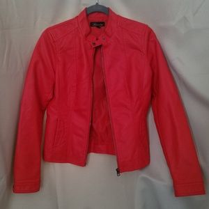 Red pleather moto jacket